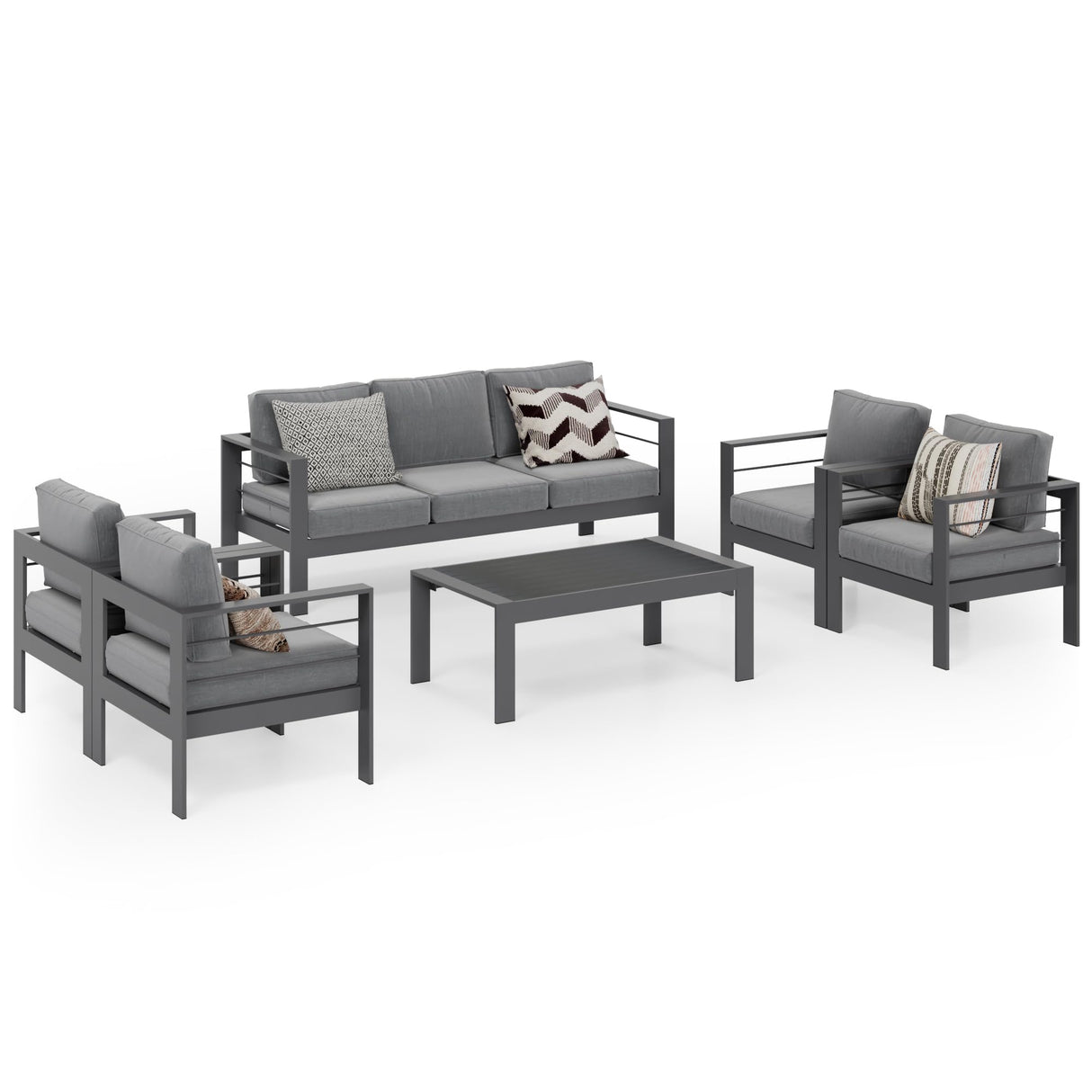 Aluminum Outdoor Patio Furniture Sets, 6 Piece Metal Patio Conversation Sets