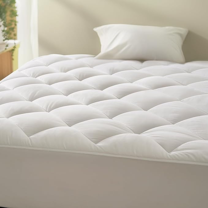 Mattress Pad Full Size Soft Cotton Mattress Cover,Quilted Fitted Mattress