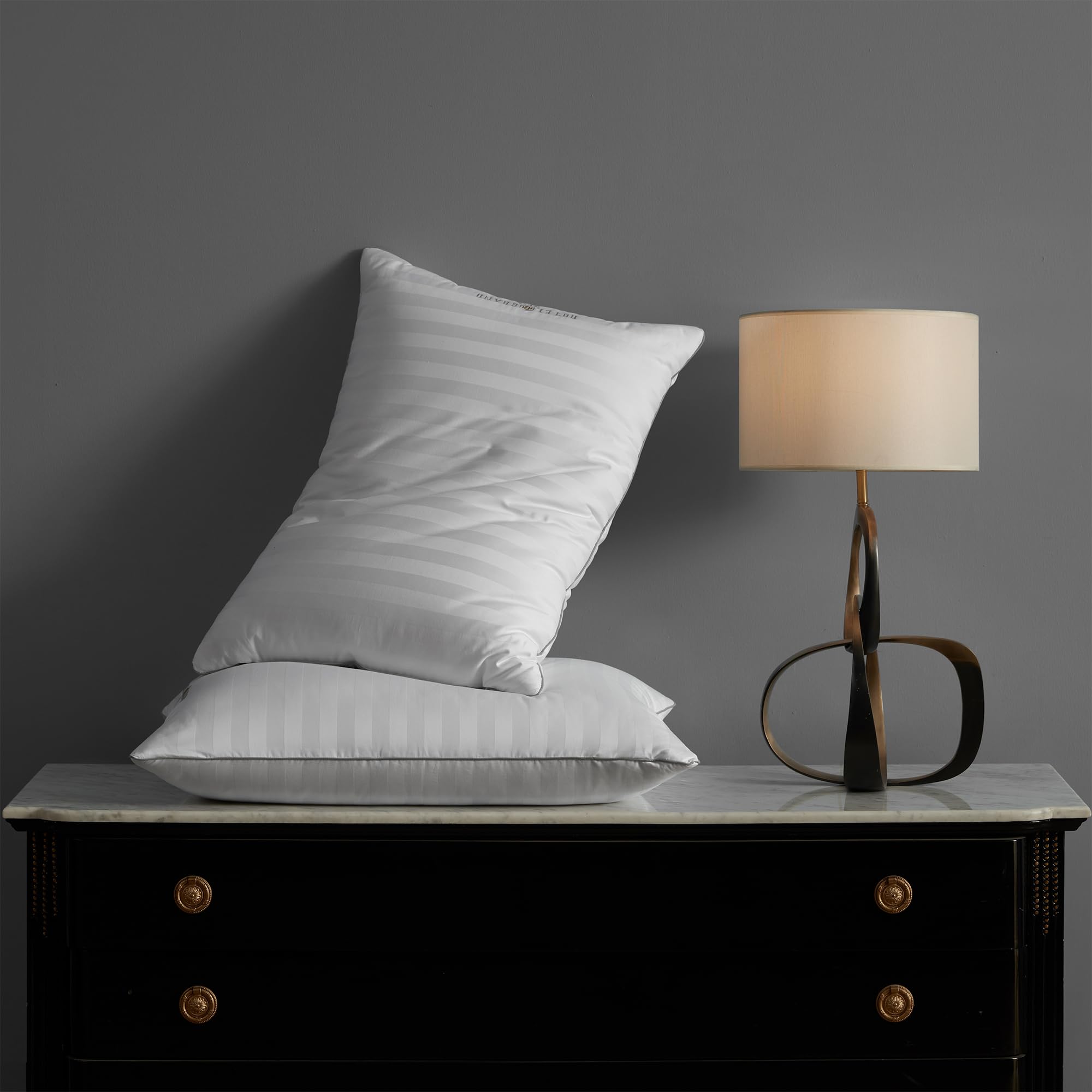 Feather Down Pillows King Size Set of 2 Pack Hypoallergenic Medium Firm Pillows