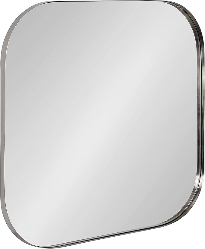 Rollo Midcentury Rounded Rectangle Mirror, Gold, Modern Metal Framed Mirror