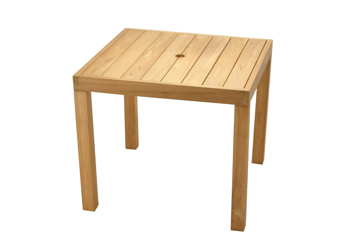 4 Seats 5 Pcs Grade-A Teak Wood Dining Set: 36" Square Table and 4 Travota Stacking