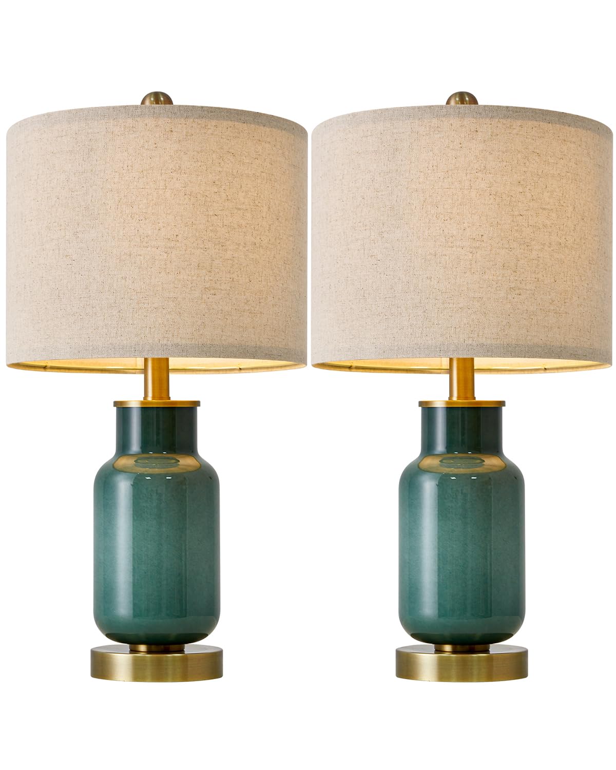 21.25" Table Lamp Set of 2 Modern Lamp for Living Room Glass Nightstand