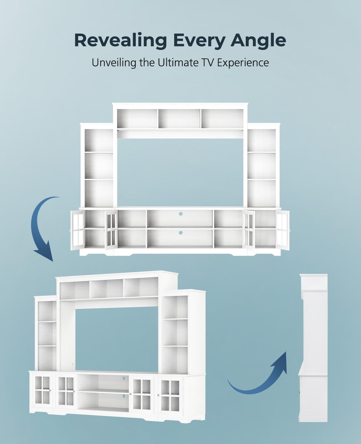 Large Wall Unit Entertainment Center with Storage, Modern TV Entertainment Center