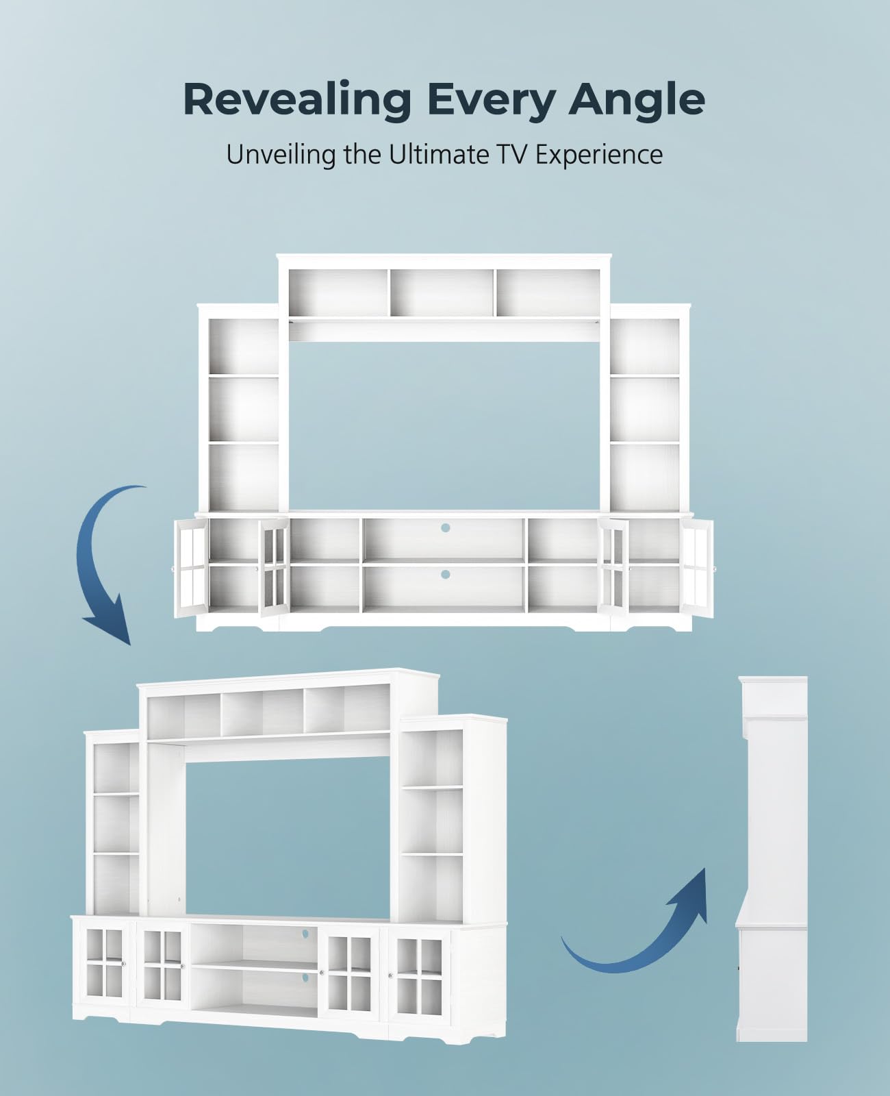 Large Wall Unit Entertainment Center with Storage, Modern TV Entertainment Center
