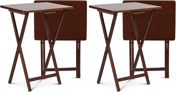 Black Wooden Folding TV Tray Tables - Portable Snack Table Set (2–10 pcs)