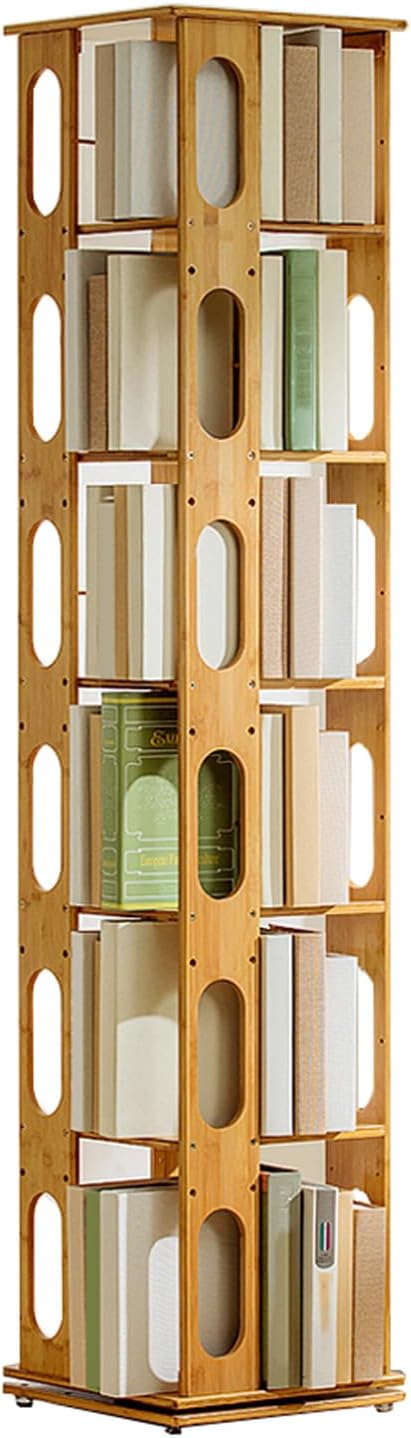 Rotating Bookshelf 360° Floor Standing Bookcase Storage Rack, Multi-Functional Bookshelf