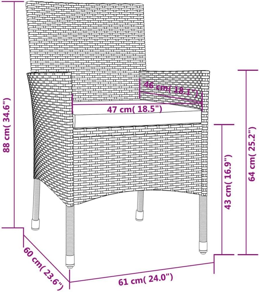Patio Dining Set with Comfortable Cushions, Weather-Resistant Rattan, Sturdy Steel Frame,