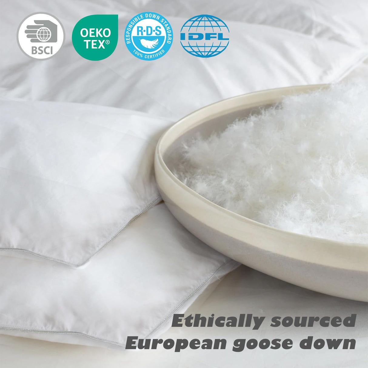 Hotel Collection Feather Down Queen Comforter, Luxury Duvet Insert with Soft Egyptian