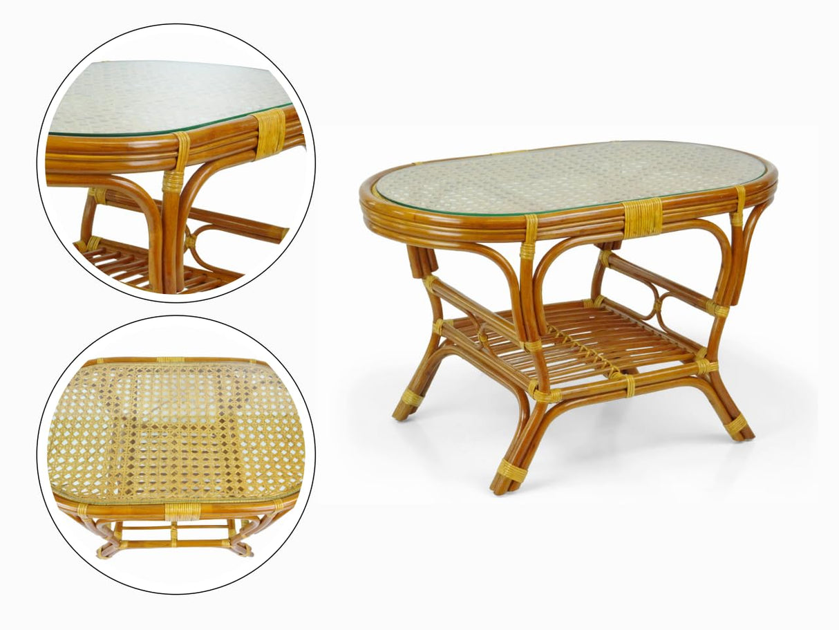 Jam Lounge Set of 4: 2 Natural Rattan Wicker Chairs, Loveseat