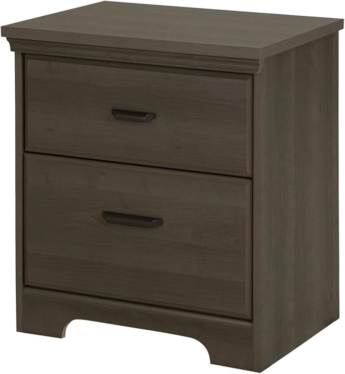 South Shore Versa 2-Drawer Nightstand, Winter Oak, 23 in x 17.75 in x 25.25 in