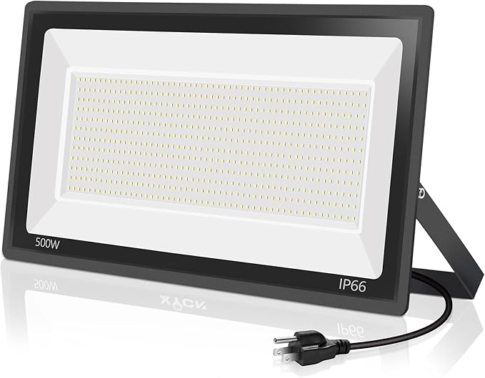 500W LED Flood Light Outdoor,2750W Equivalent Super Bright FloodLight with Plug
