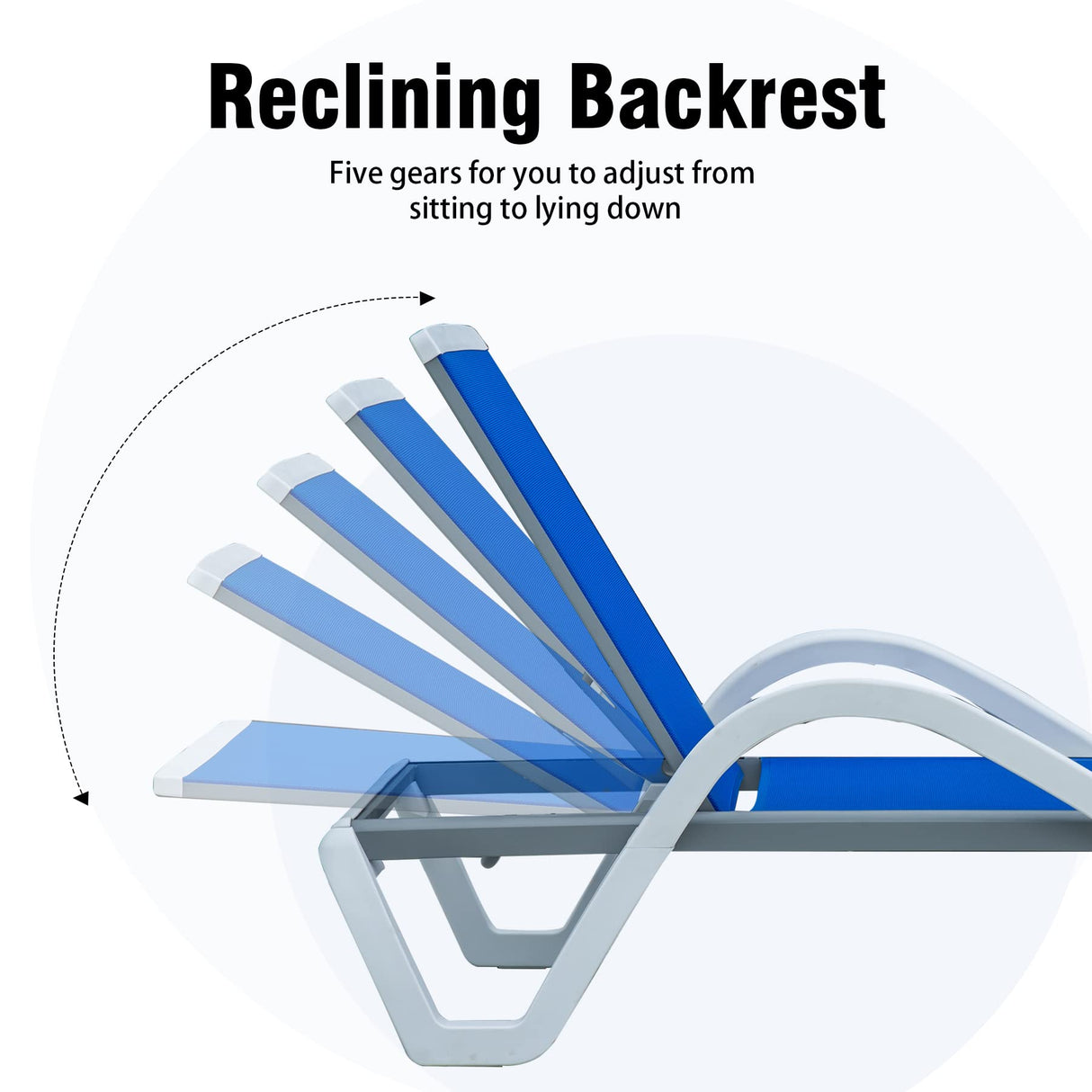 Patio Chaise Lounge Adjustable Aluminum Pool Lounge Chairs