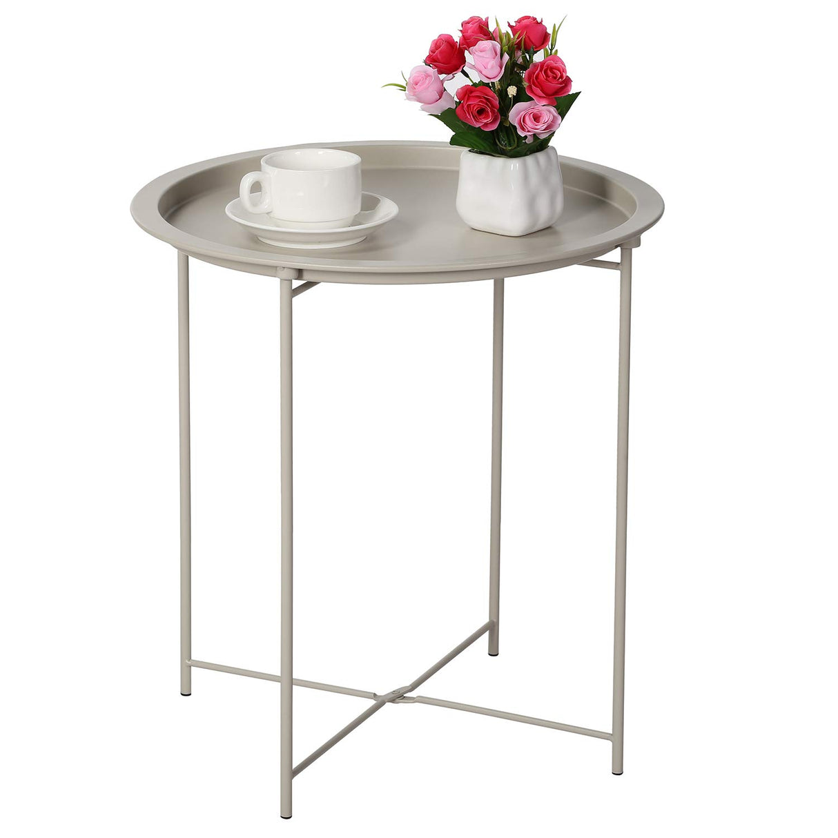 Side Table Round Foldable Tray Metal End Table,Coffee Table