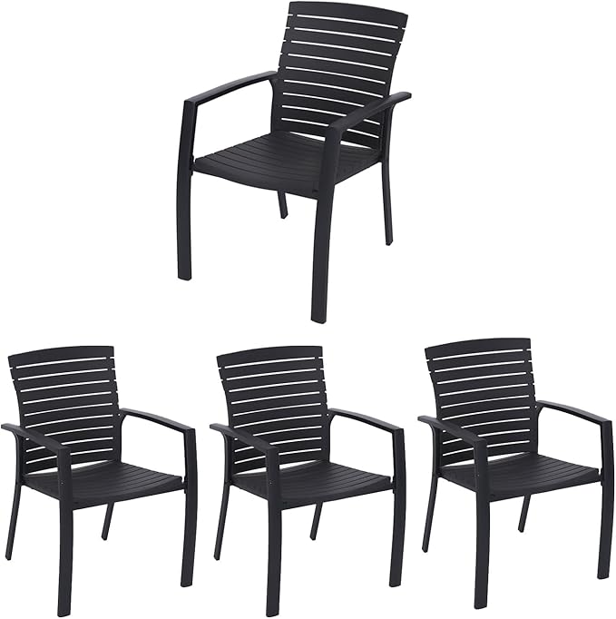 6 pcs Stackable Patio Dining Chairs with Aluminum Frame and Molded Ergonomic