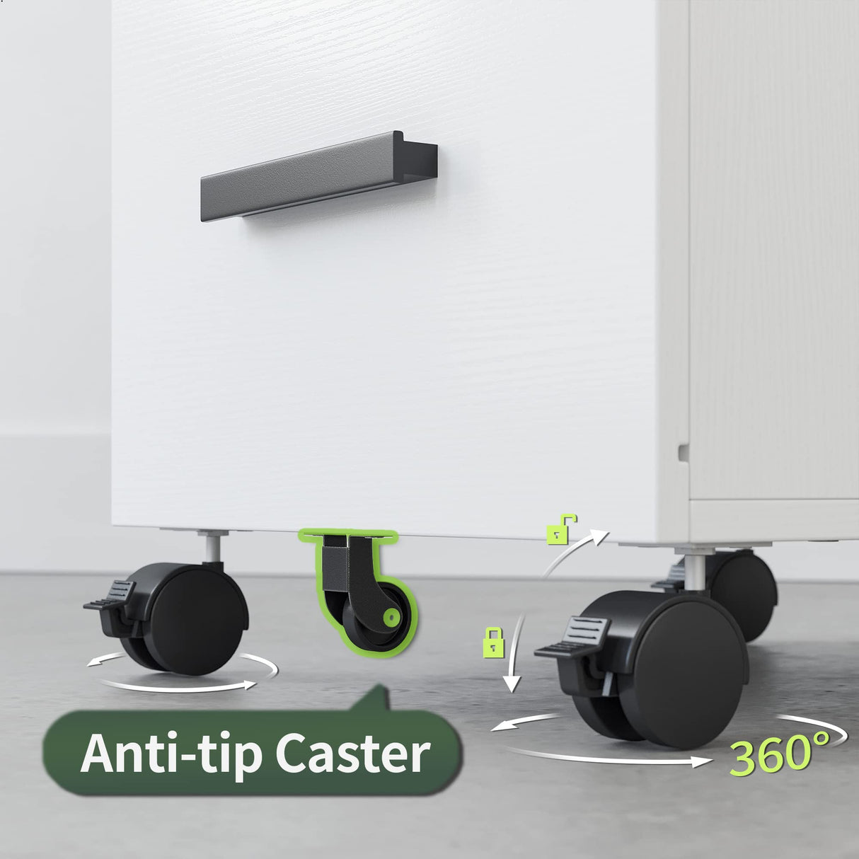 2-Drawer File Cabinet with Lock for Home Office, Rolling Filing Cabinet