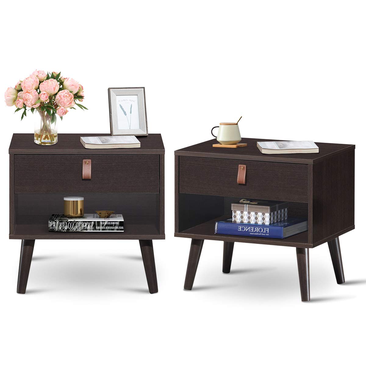 Drawer Storage Nightstand Bedside Cabinet Furniture