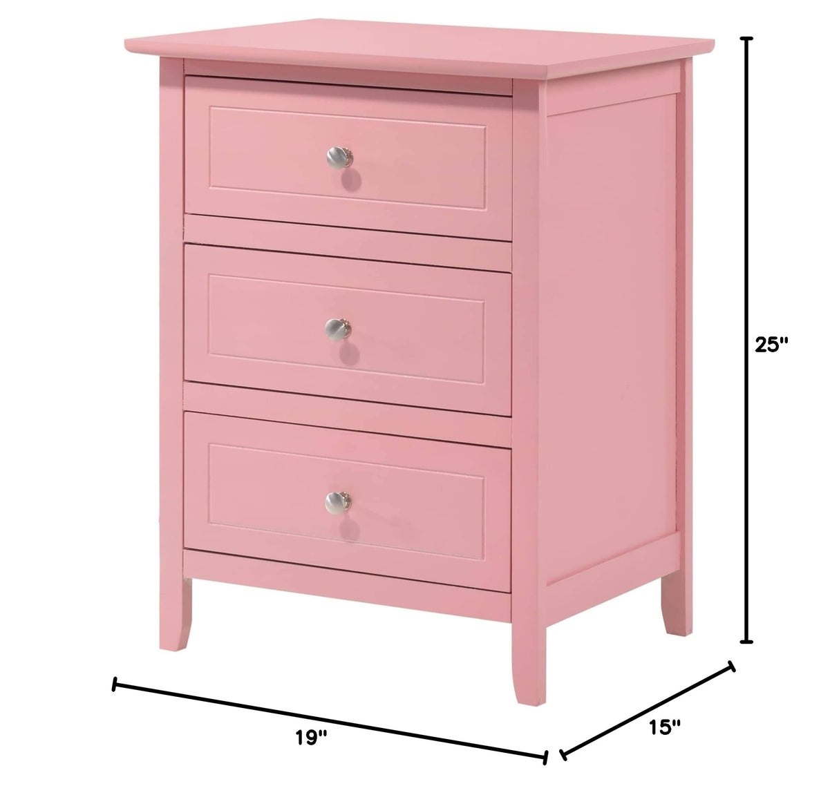 3 Drawer Nightstand in Yellow