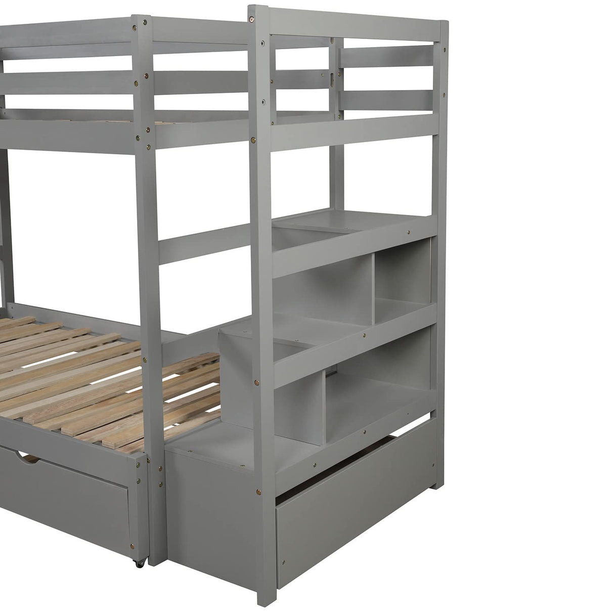 Twin Over Twin to King Extendable Bunk Bed with Stairs and Trundle
