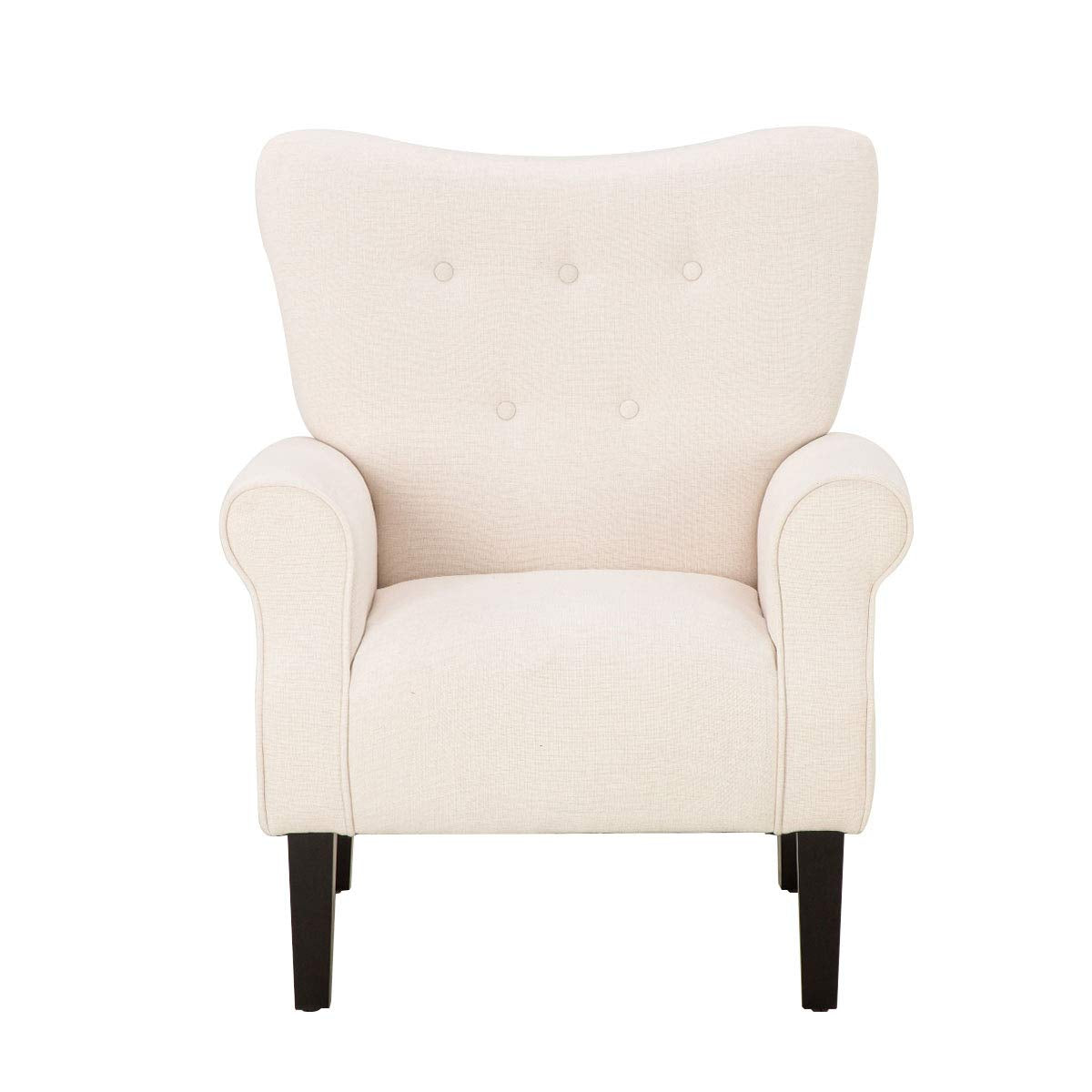 Modern Accent Chair,High Back Armchair,Upholstered Fabric Button Single Sofa