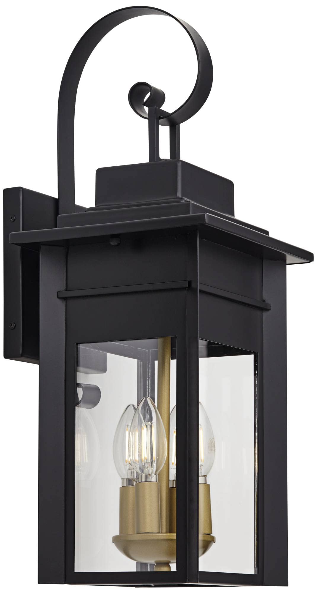 Bransford Rustic Farmhouse Outdoor Wall Light Fixture Black 4-Light 21 1/2" Clear Glass