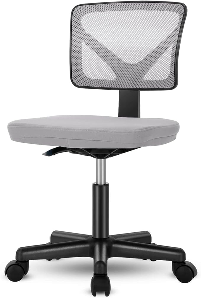 Mesh Armless Office Chair,Swivel Rolling Computer Chair No Arms with Lumbar Support
