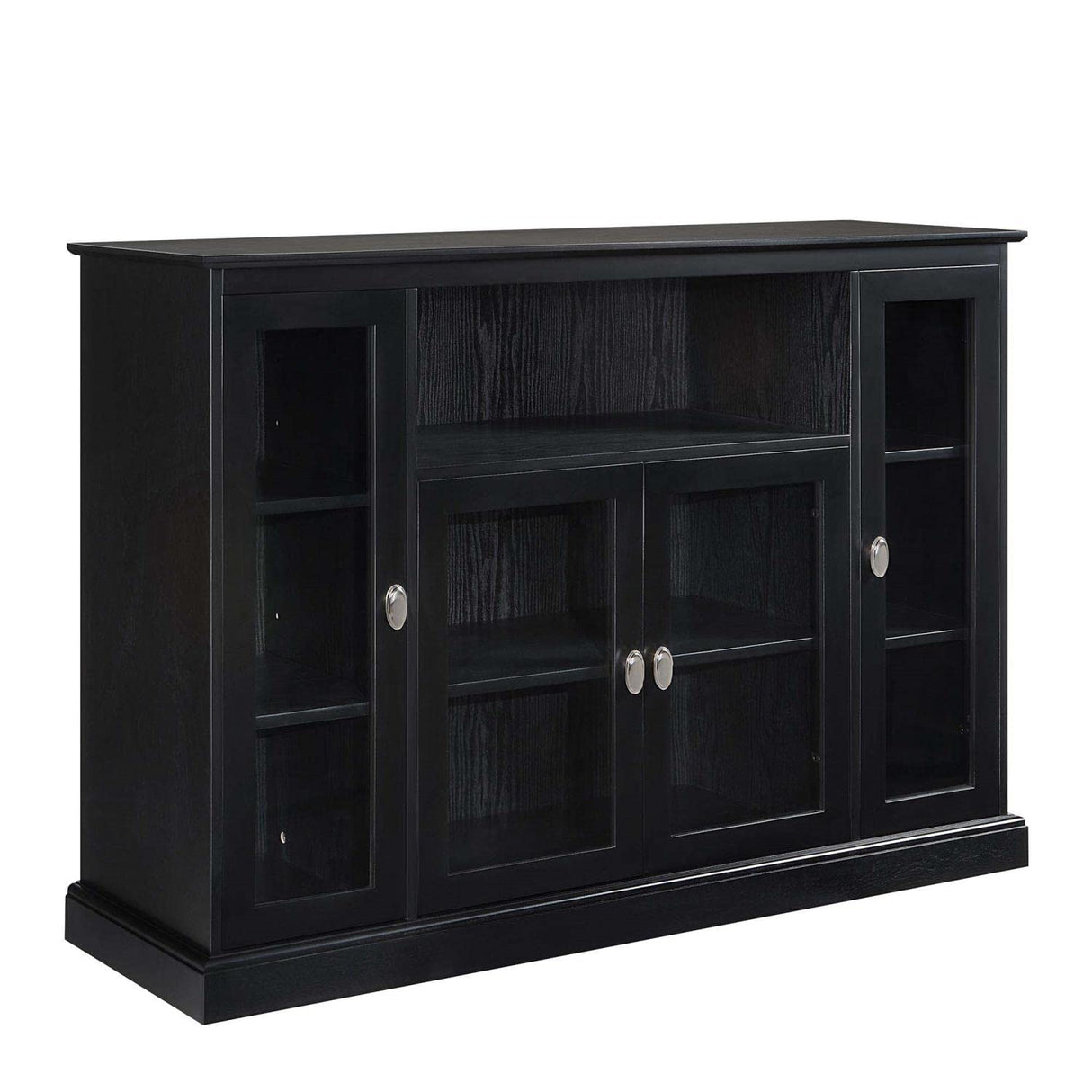 tV Stand with Storage Cabinets and Shelves , Black
