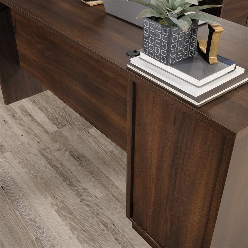 Mahogany L-Shaped Office Desk Set – 3 Piece Workstation with Hutch & Credenza