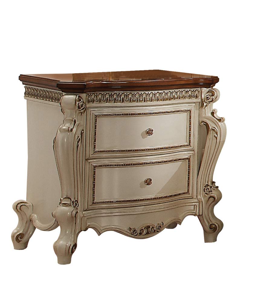 Nightstand, Antique Pearl & Cherry Oak Vintage