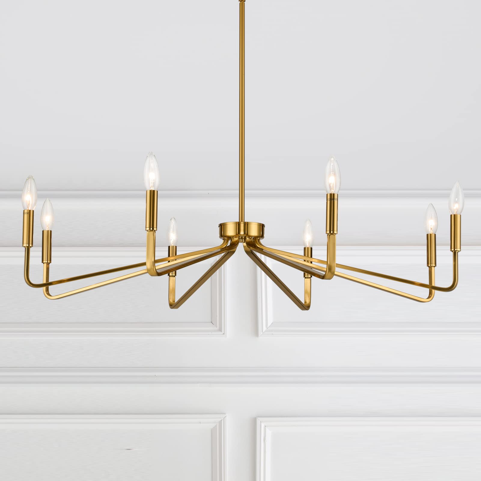 38" Gold Chandeliers for Dining Room, 8-Light Modern Farmhouse Chandelier