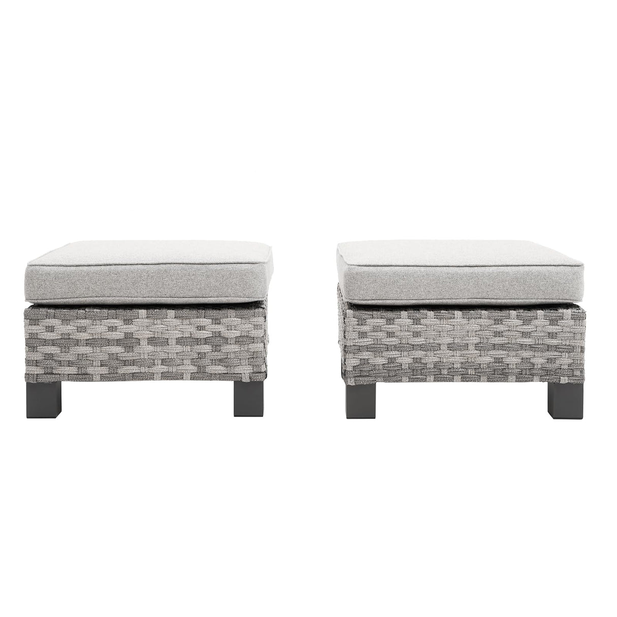 Outdoor Patio Ottomanr Wicker Ottomans for Patio 2 Pieces Rattan Ottoman