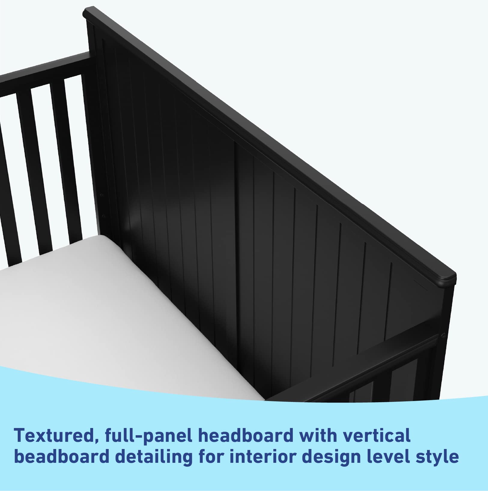 Graco Hadley 5-in-1 Convertible Crib with Drawer (Black) – Combo, Includes Full-Size Nursery Storage, Converts from Baby Crib to Toddler Bed, Daybed