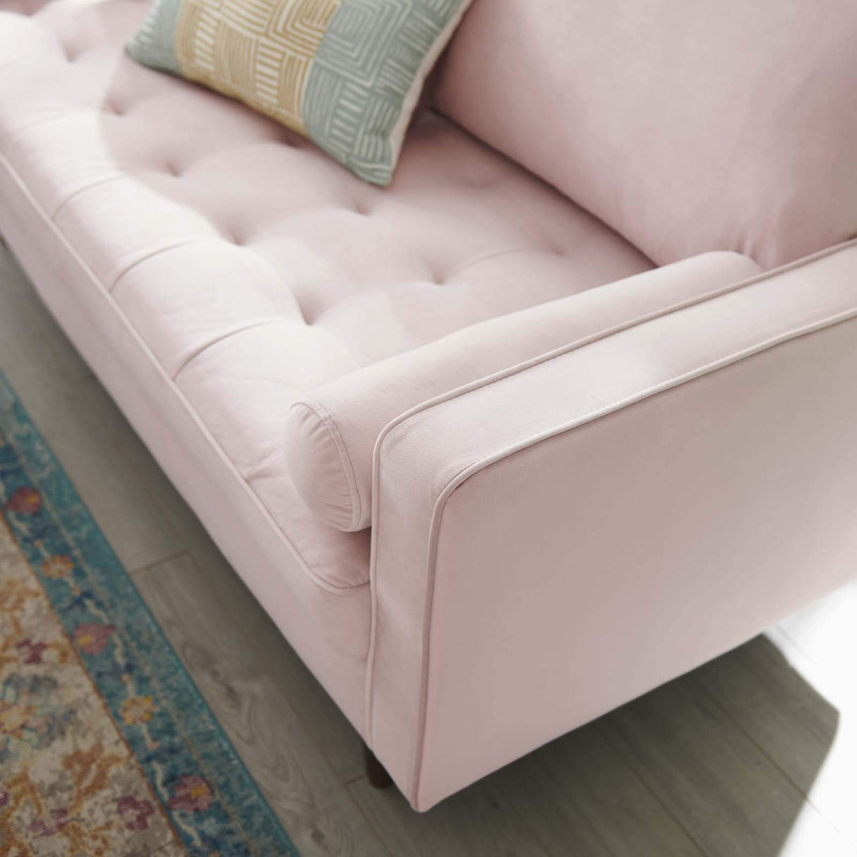Valour Performance Velvet Loveseat, Pink Valour Performance Velvet Loveseat