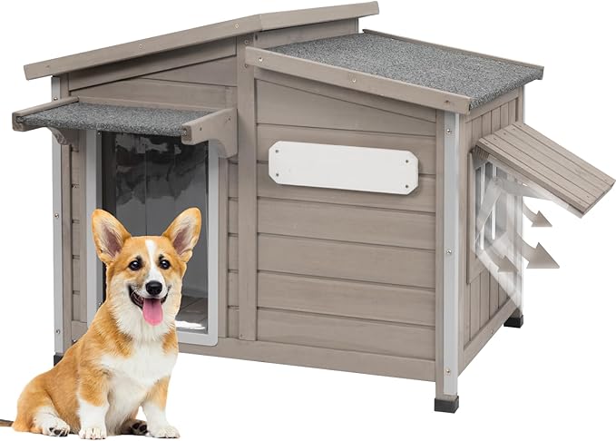 Dog House Outdoor Weatherproof, Anti-Chewing Iron Frame Dog Kennel Outside