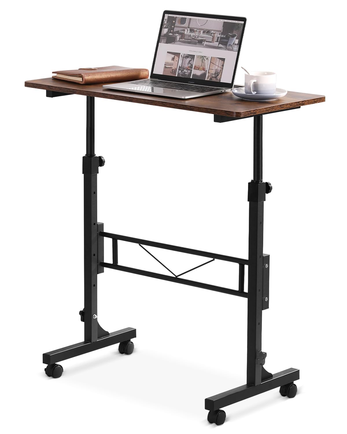 Small Standing Desk Adjustable Height, Mobile Stand Up Desk with Wheels