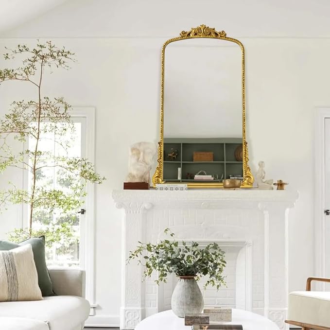 Floor Mirror Gold Arched Framed Full Length Wall Mirror