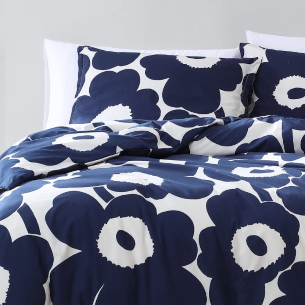 King Comforter Set, Cotton Bedding with Matching Shams, Lightweight Home Decor for All Seasons (Unikko Indigo, King)