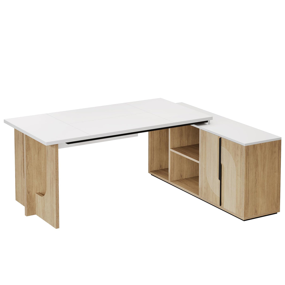 74.8" Executive Desk, Large Office Desk with Cabinet, L Shaped Computer Desk