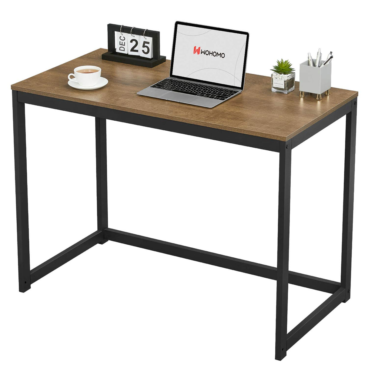 Small Computer Desk 39” Simple Modern Desk with Large Legroom Study Writing Desk for Home Office, Dark Brown