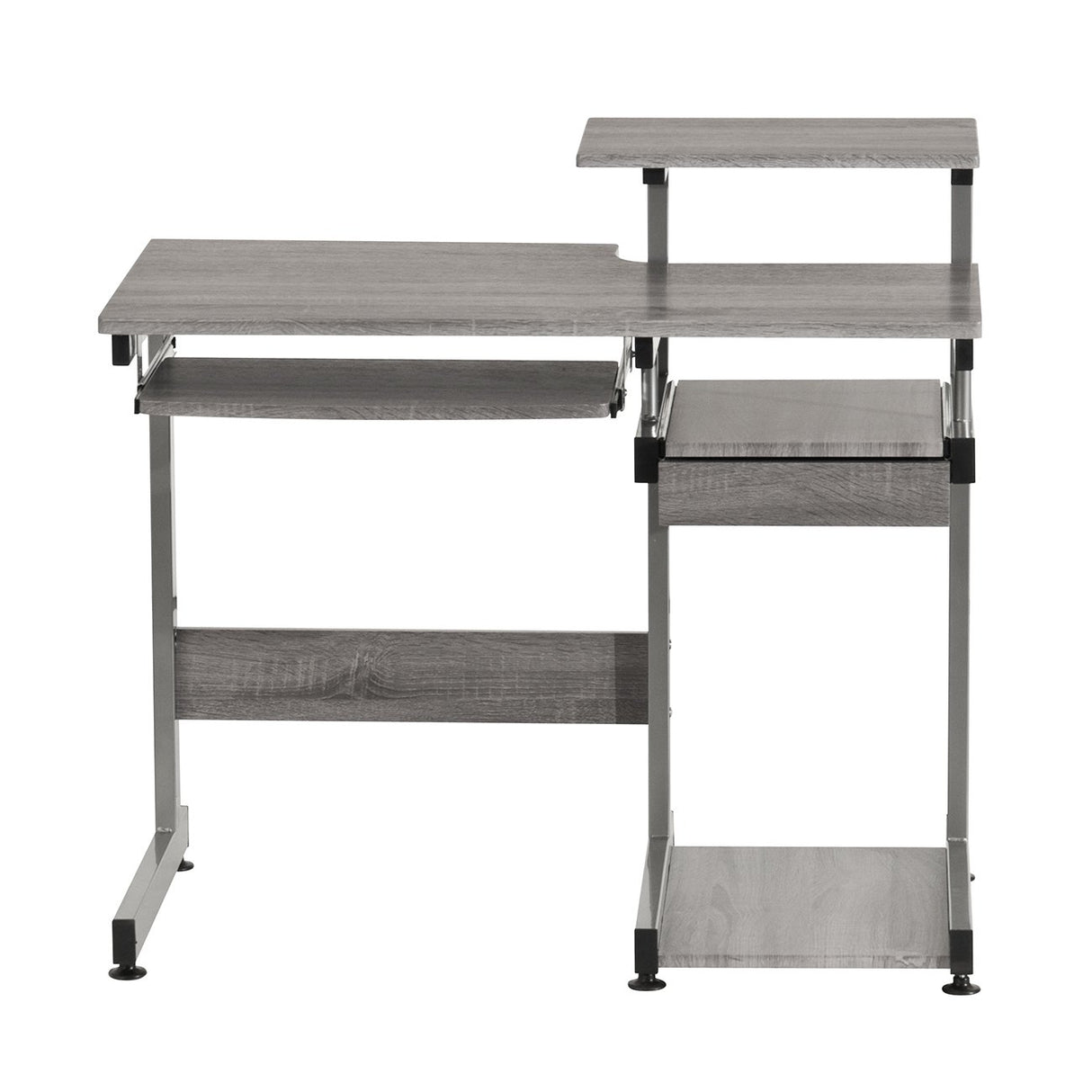 Complete Computer Workstation Desk, Gray, 37.75" W x 22" D x 35" H,Grey
