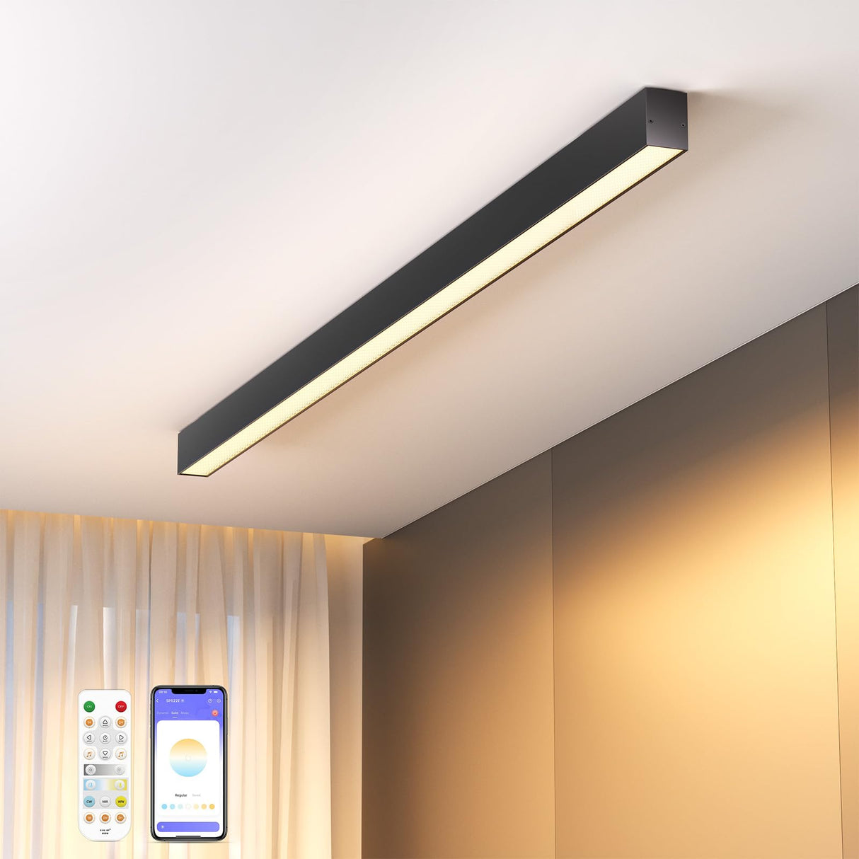 Modern LED Ceiling Light with Remote - 39.1 inch Dimmable