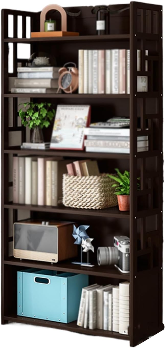 with Storage for Bedroom, Bookshelf Library Tall 6 Tier Large Bookshelf Wall Unit, Modern