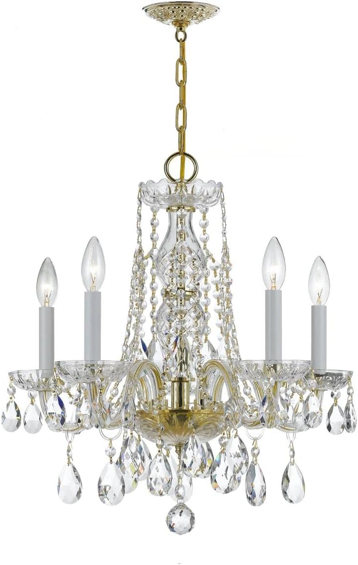 Crystorama 1061-PB-CL-MWP, Traditional Crystal 1 Tier Chandelier Lighting, 5 Light, 300