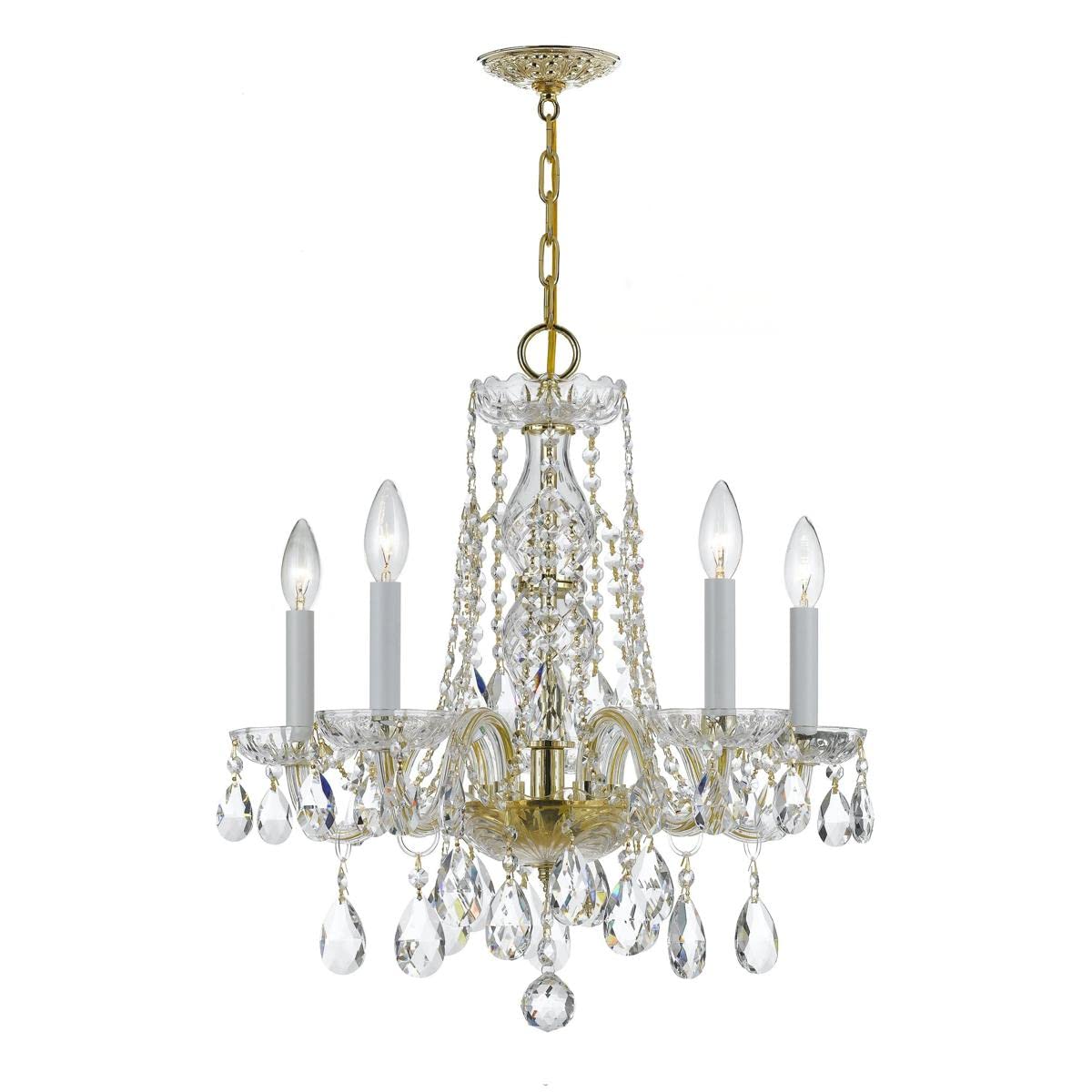 Crystorama 1061-PB-CL-MWP, Traditional Crystal 1 Tier Chandelier Lighting, 5 Light, 300