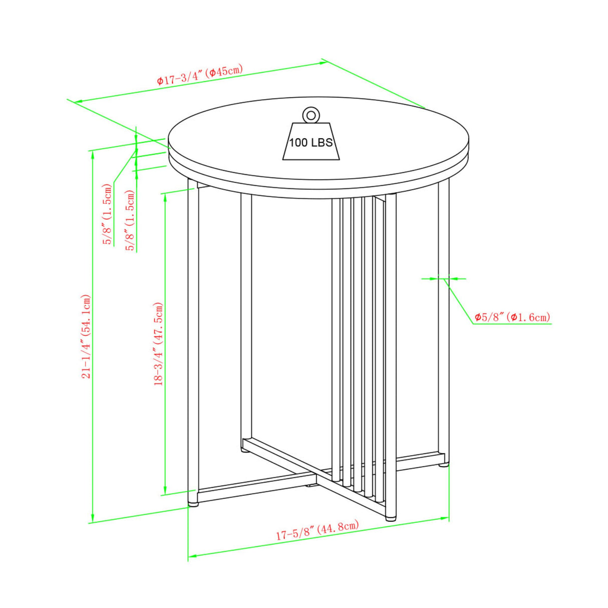 Shae Modern Minimalist Round Side Table, 18Inch, Coastal Oak