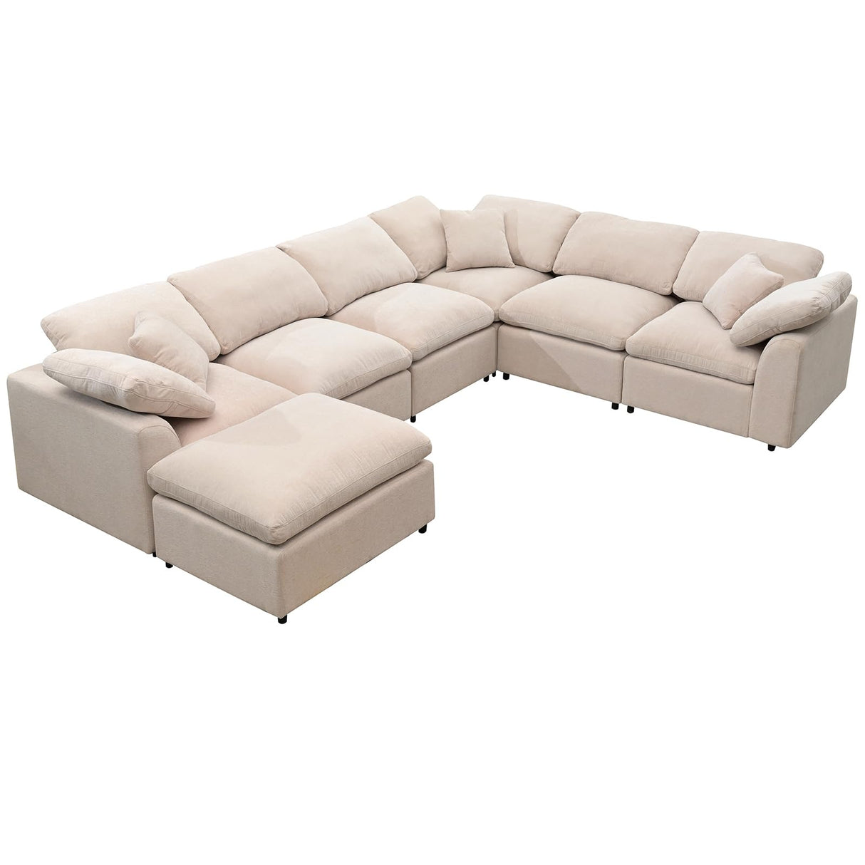 Oversized Modular Sectional Sofa, Chenille U-Shaped Couch with Ottoman