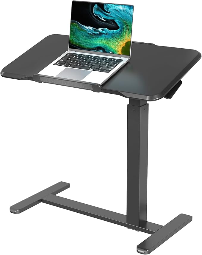 Rolling Laptop Desk, 180° Tiltable Mobile Standing Desk Height Adjustable