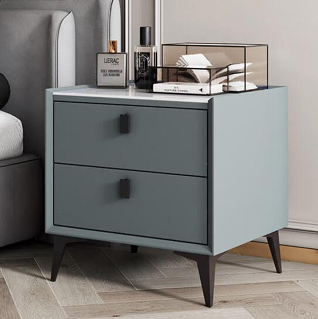 Wood Bedroom Cabinet Storage Leather Art Bedside Cabinet