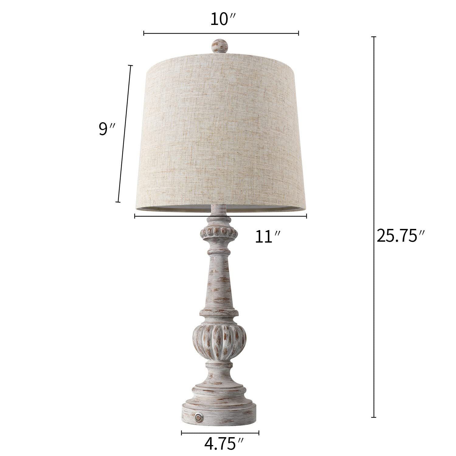 25.75" Traditional 3-Way Dimmable Table Lamp Set of 2 for Living Room Bedside