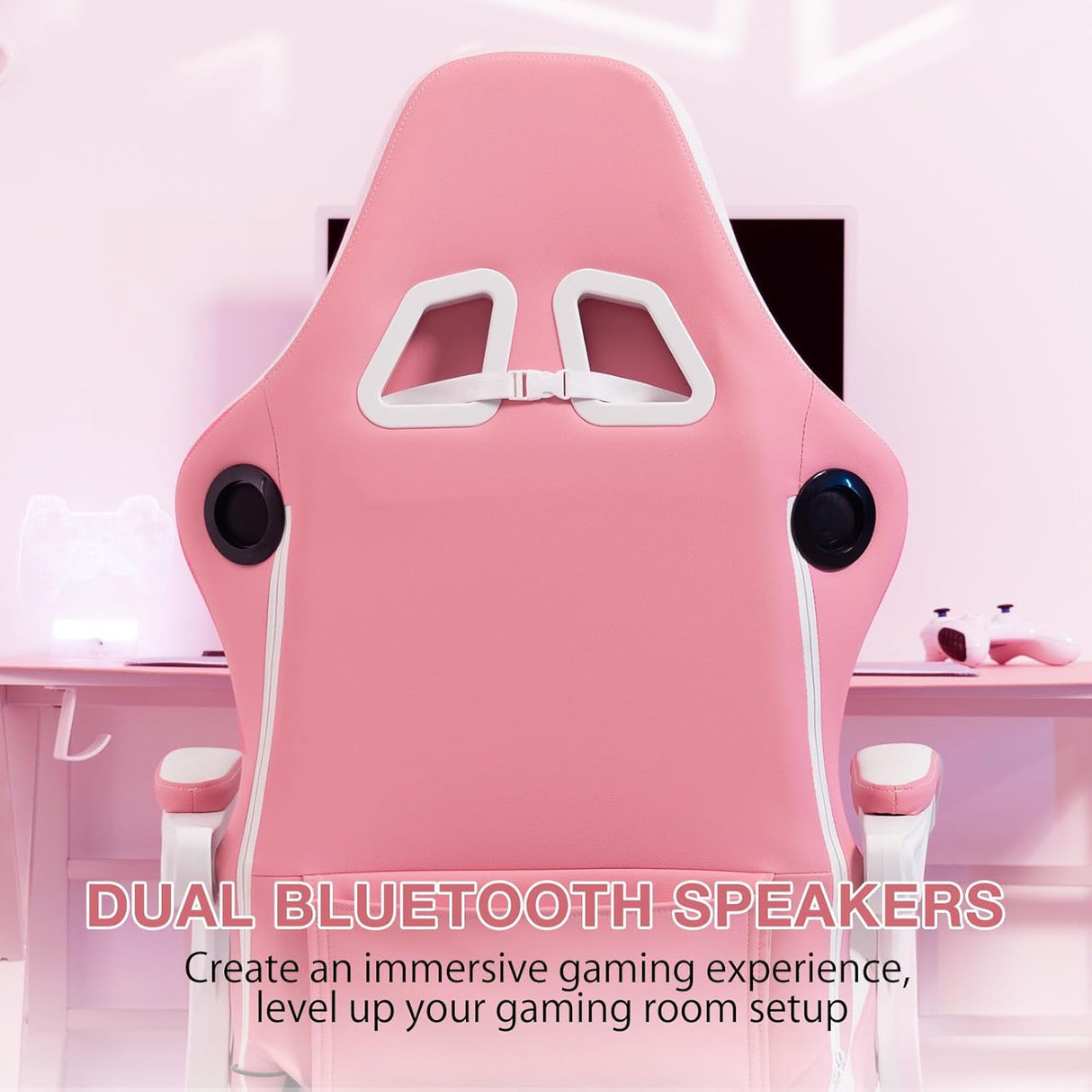 Gaming Chair with Bluetooth Speakers and Massage - Reclining High Back Desk Chair with Footrest, 400lbs Capacity