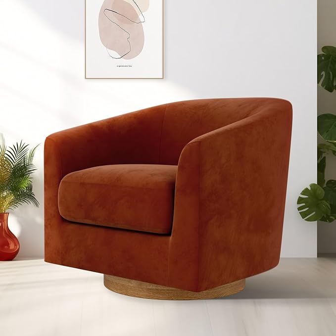 Accent Chair,Memory Foam Upholstered Barrel Sofa Chair, Linen Living Room